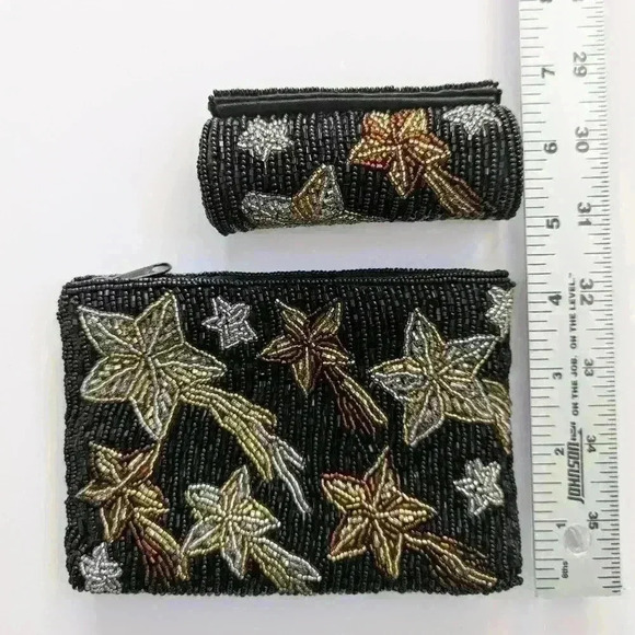 Vintage Beaded Shooting Star Small Clutch Purse Wth Lipstick Case Neiman Marcus - Picture 8 of 8